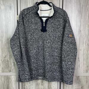 Orvis Brighton Sherpa Lined 1/4 Zip Gray/Black Marled Sweater Men's XL